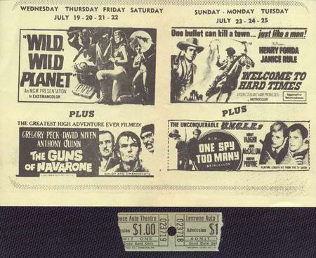 Lenawee Drive-In Theatre - Flyer And Ticket Stub (newer photo)
